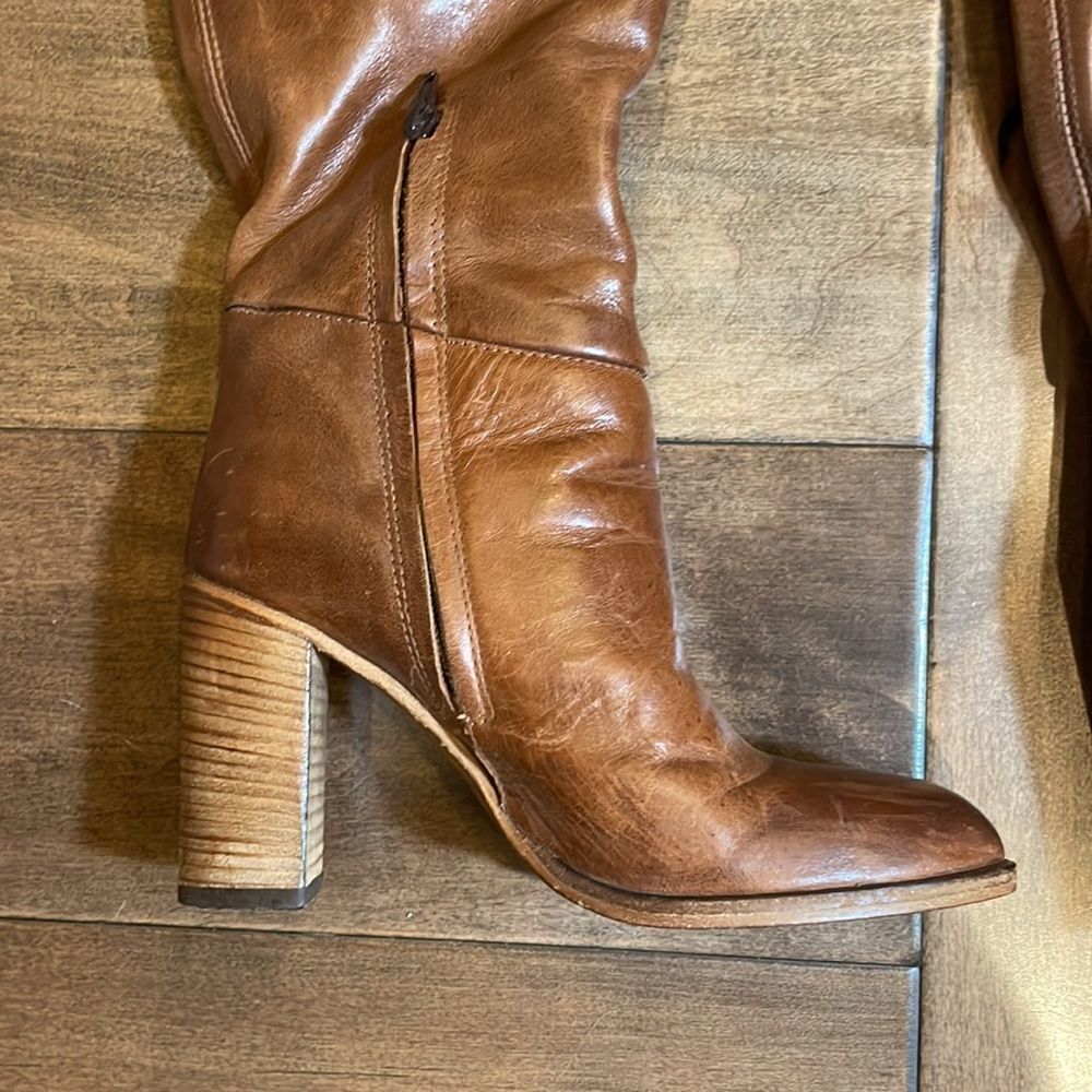 New Free People Dakota Taupe Brown Leather Over-The-Knee Tall Boots EU 39.5 - Picture 2 of 6